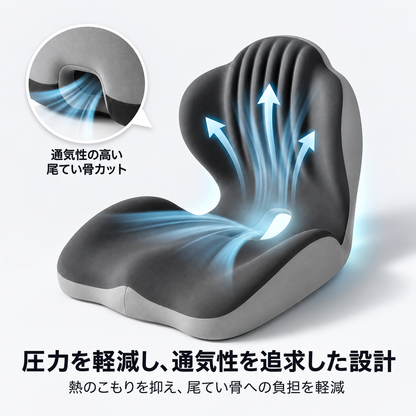 ErgoCushion™ 人間工学設計 背中サポートシートクッション