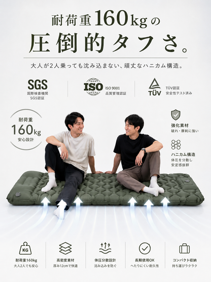 AirRest™ 自動膨張式寝袋マット【 足踏み1分★超軽量 650g 】