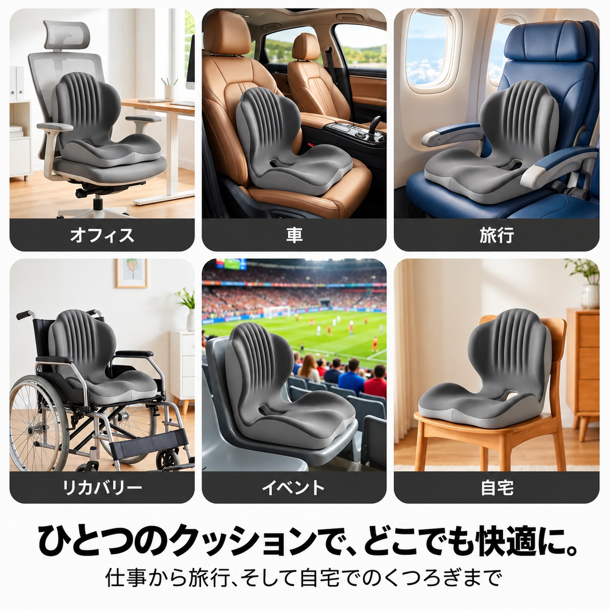 ErgoCushion™ 人間工学設計 背中サポートシートクッション